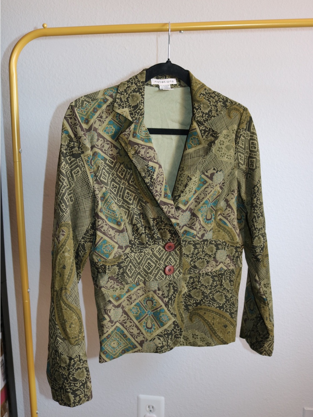 Notations Vintage 90s Paisley Floral Blazer Women’s Small Boho Statement Jacket